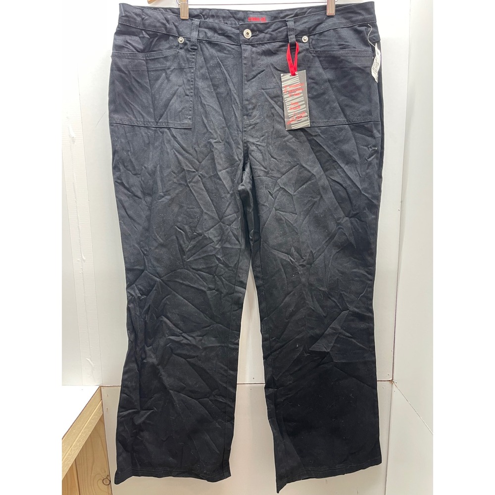 Zana Di Jeans Womens Plus Size 22 Black Cargo Straight Leg Stretch Pants NWT